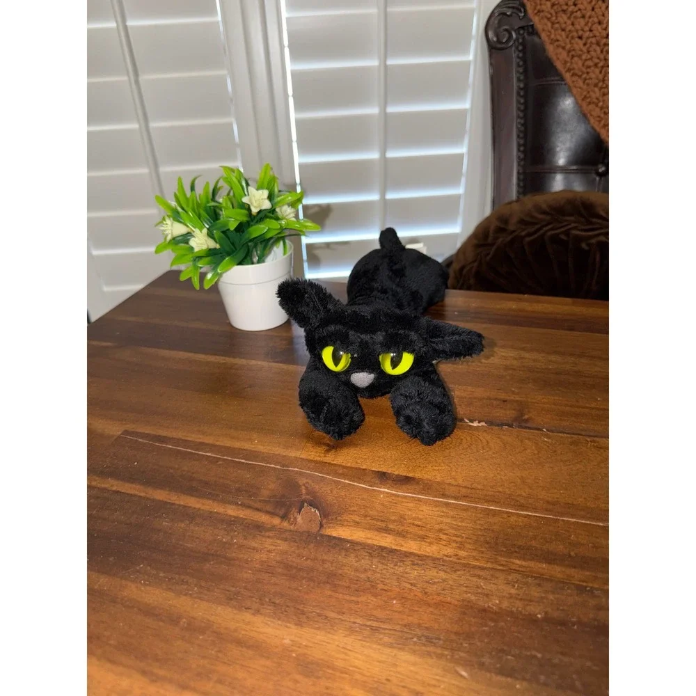 Manhattan Toy Company Black Cat Plush Ziggy green Eyes Floppy Stuffed Animal 12